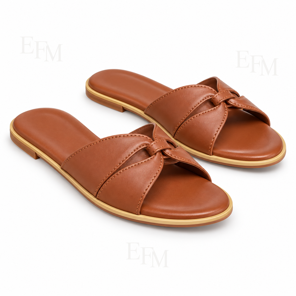 Twisted Knot Square-Toe Ladies’ Flat Slides