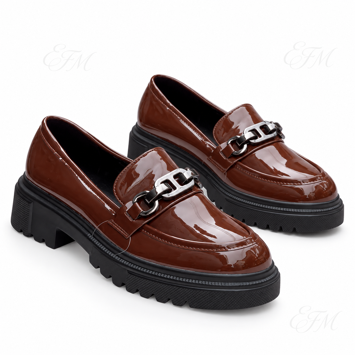 Metal-Link Patent Platform Ladies’ Loafers