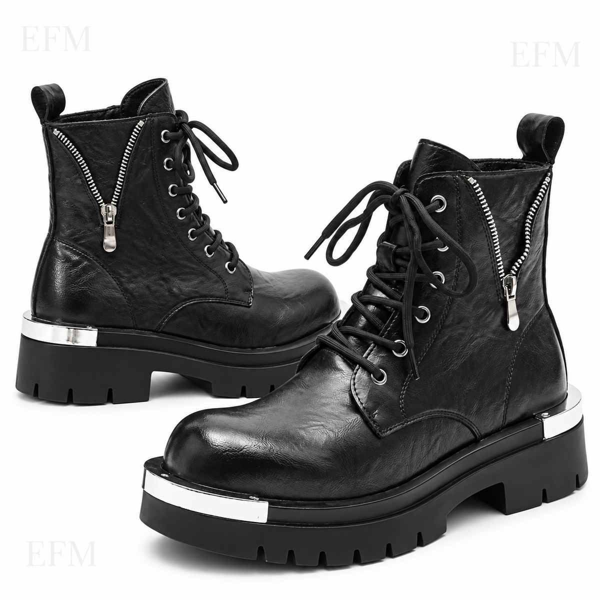 Twin-Zip Combat Boots – Black