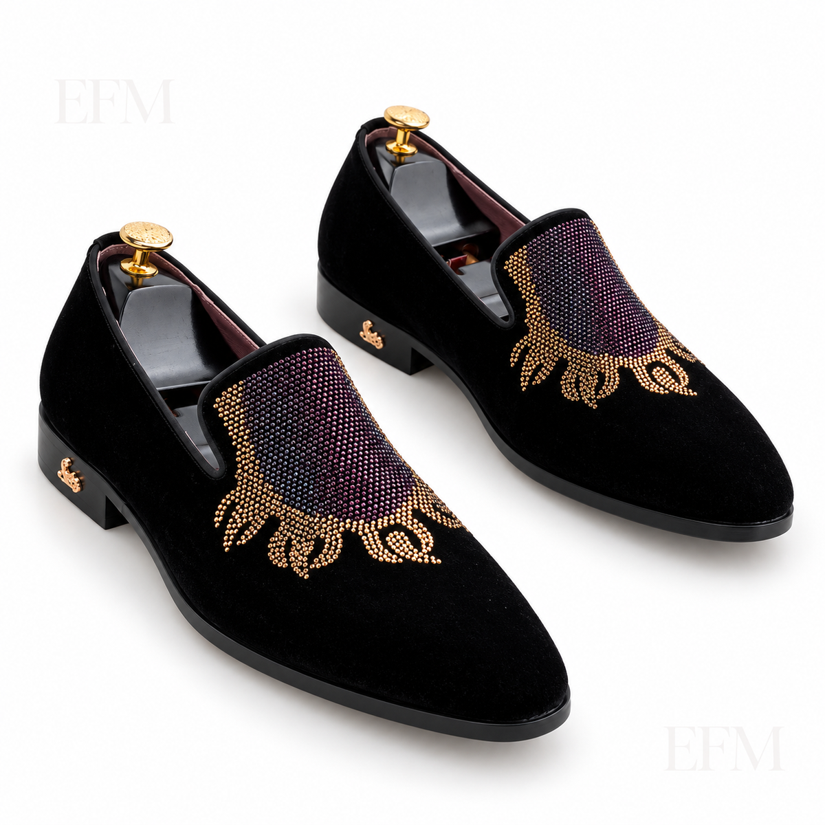 Beaded Collar Dress Loafers – Black