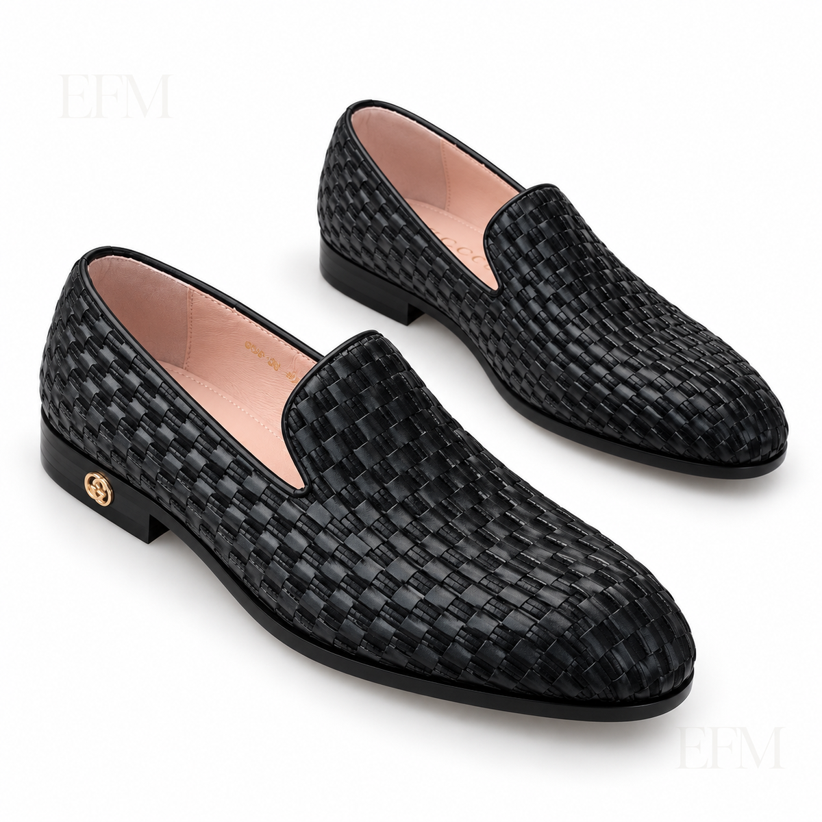 Woven-Texture Dress Loafers – Black