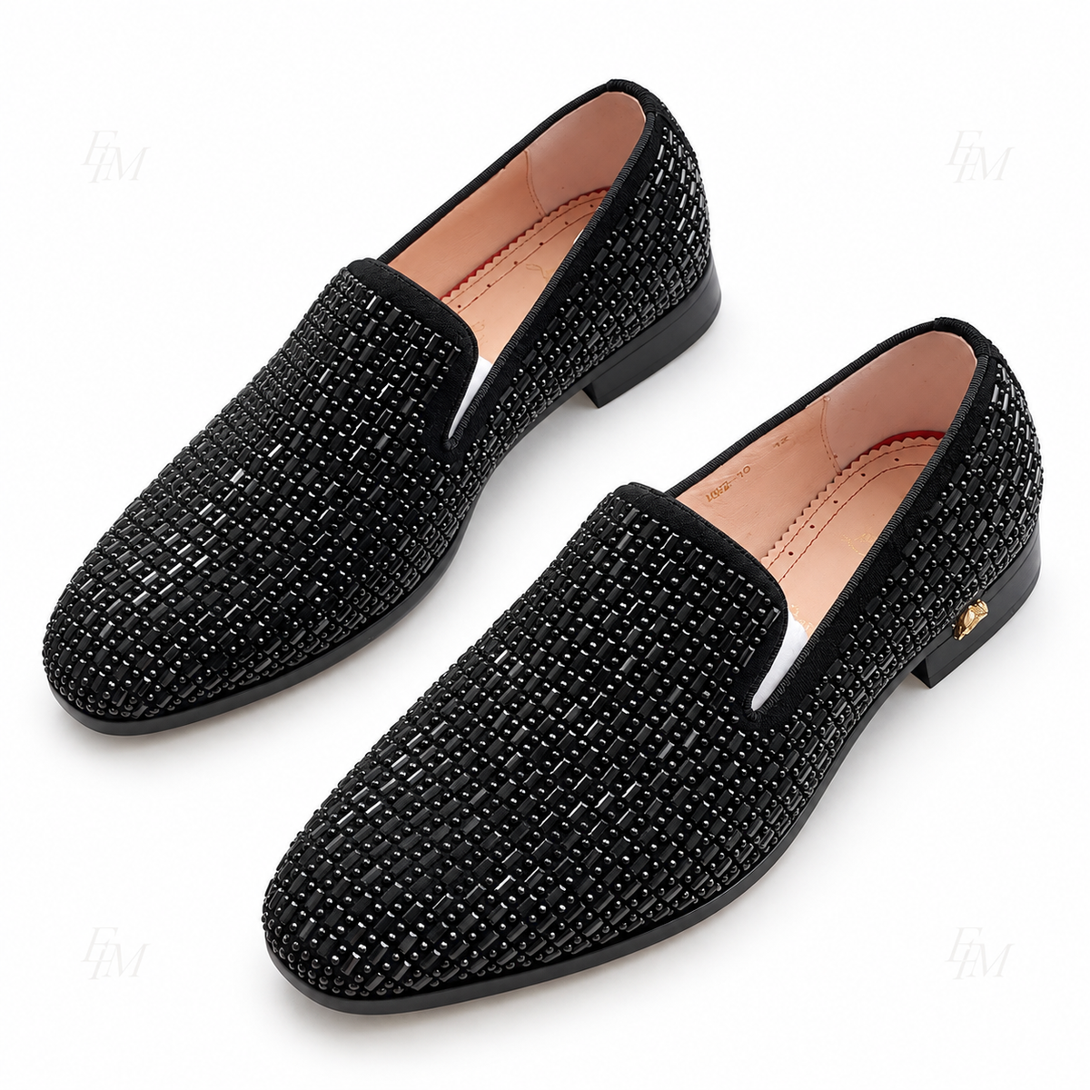 Linear-Studded Dress Loafers – Black
