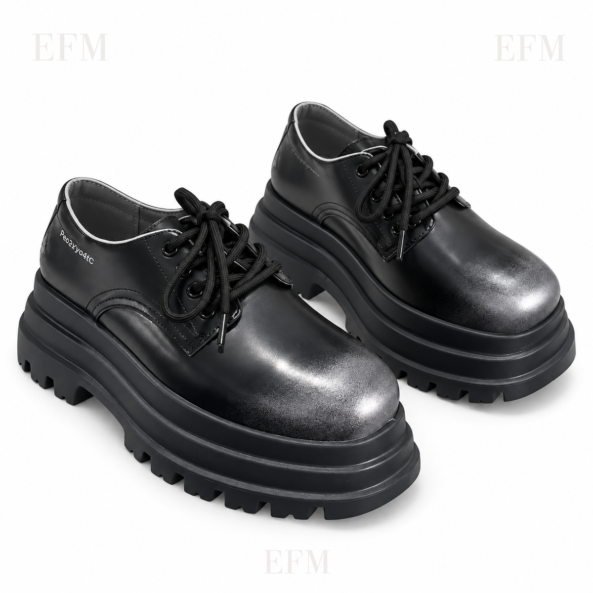 Platform-Lug Derby Shoes – Black