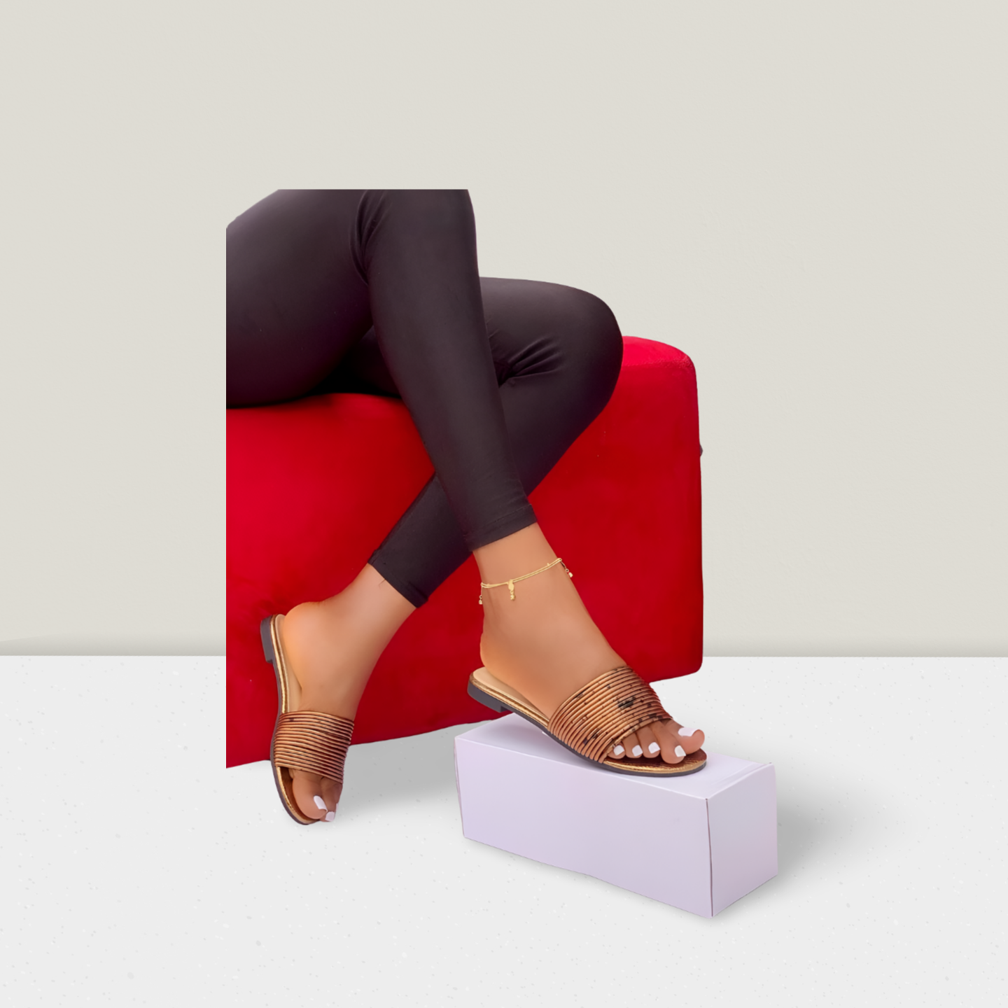 Elegant Woven Strap Flat Slide