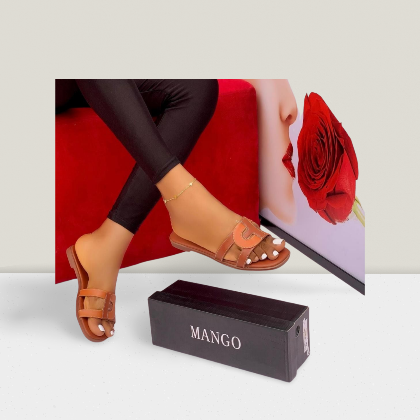 Denim-Style Strap Flat Sandal