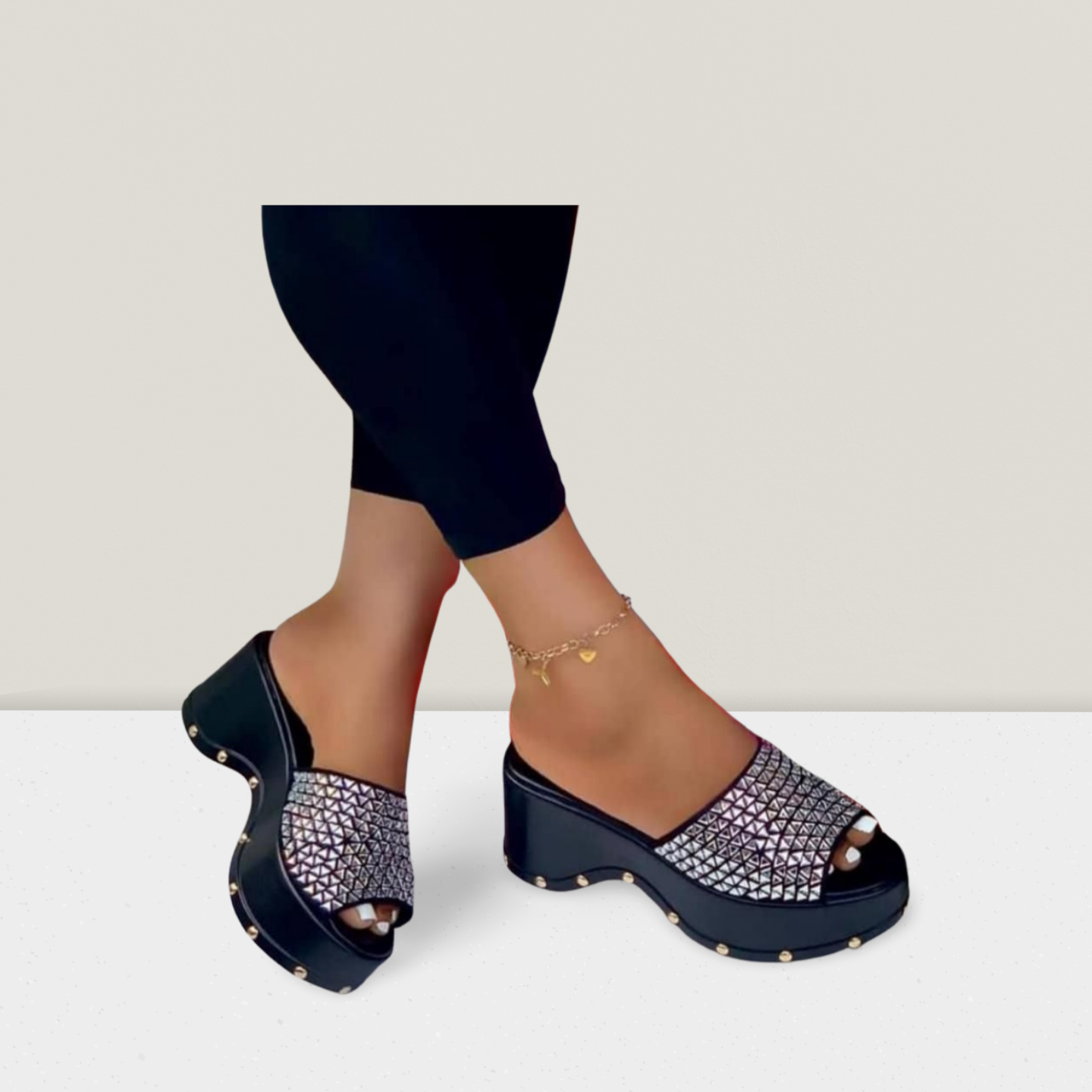 Crystal-Stud Platform Mule