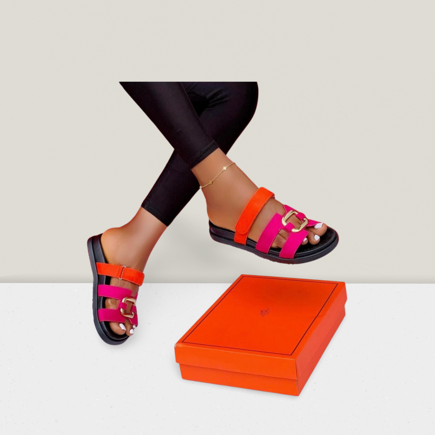 Ladies Studded Platform Slide Sandal