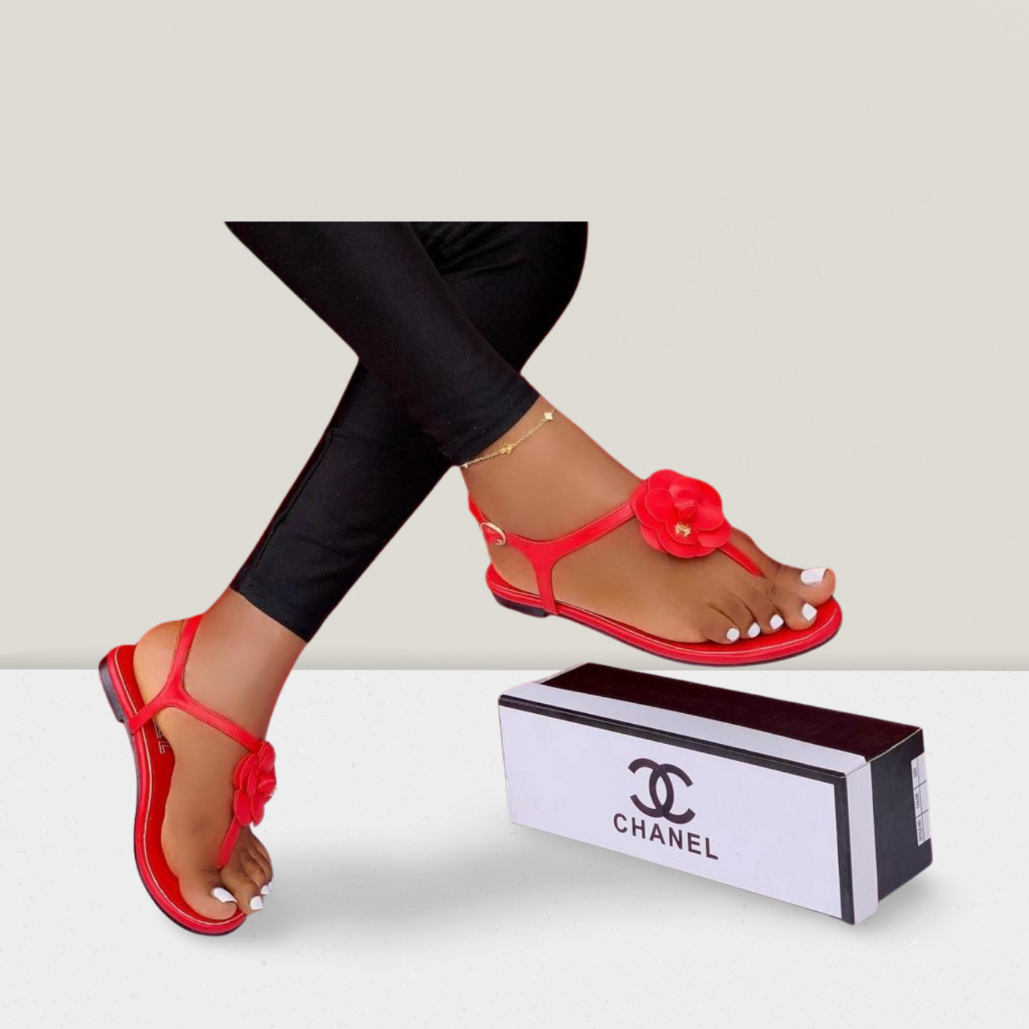 Ladies Structured Strap Flat Sandal