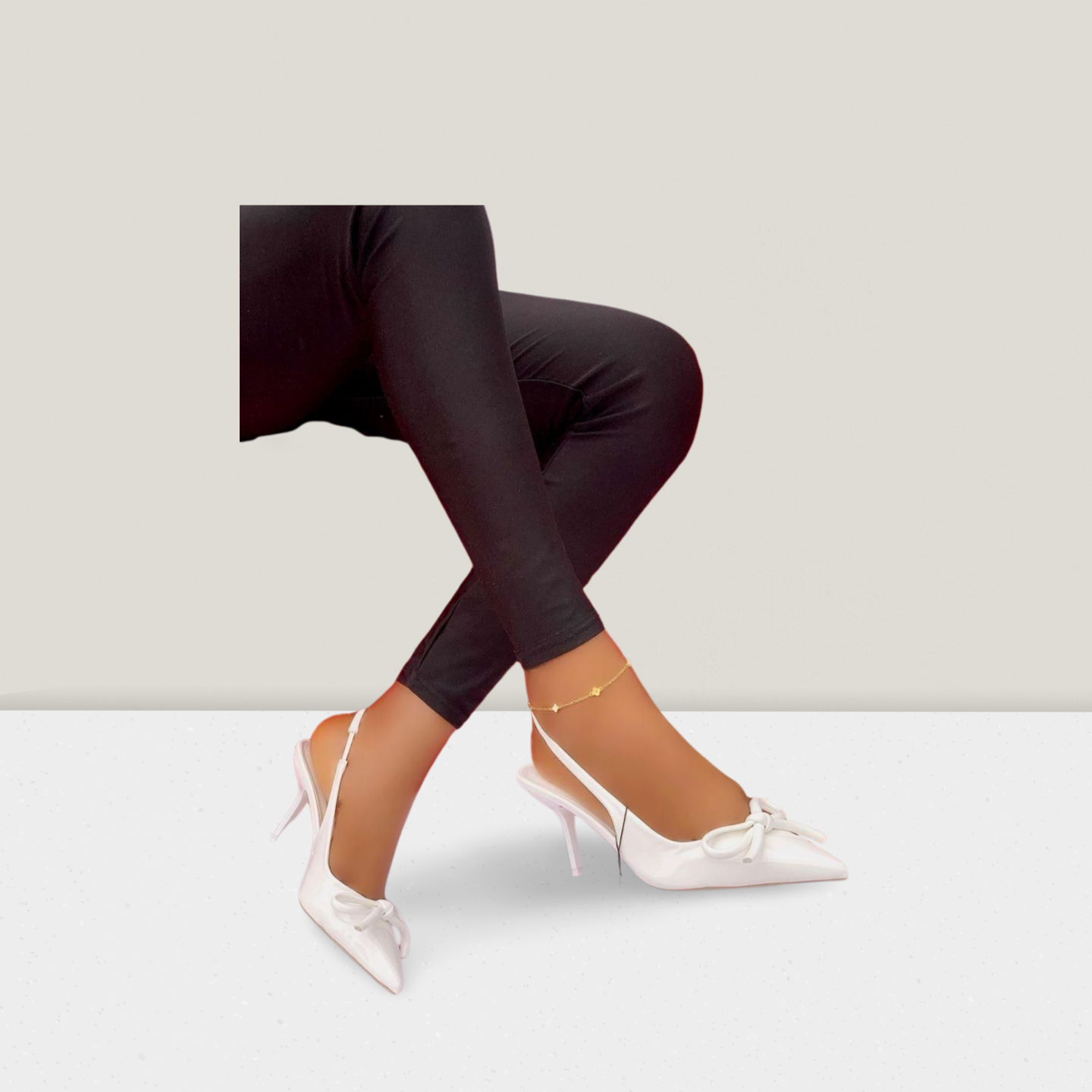 Elegant Bow Slingback Heels (Mid Heel)