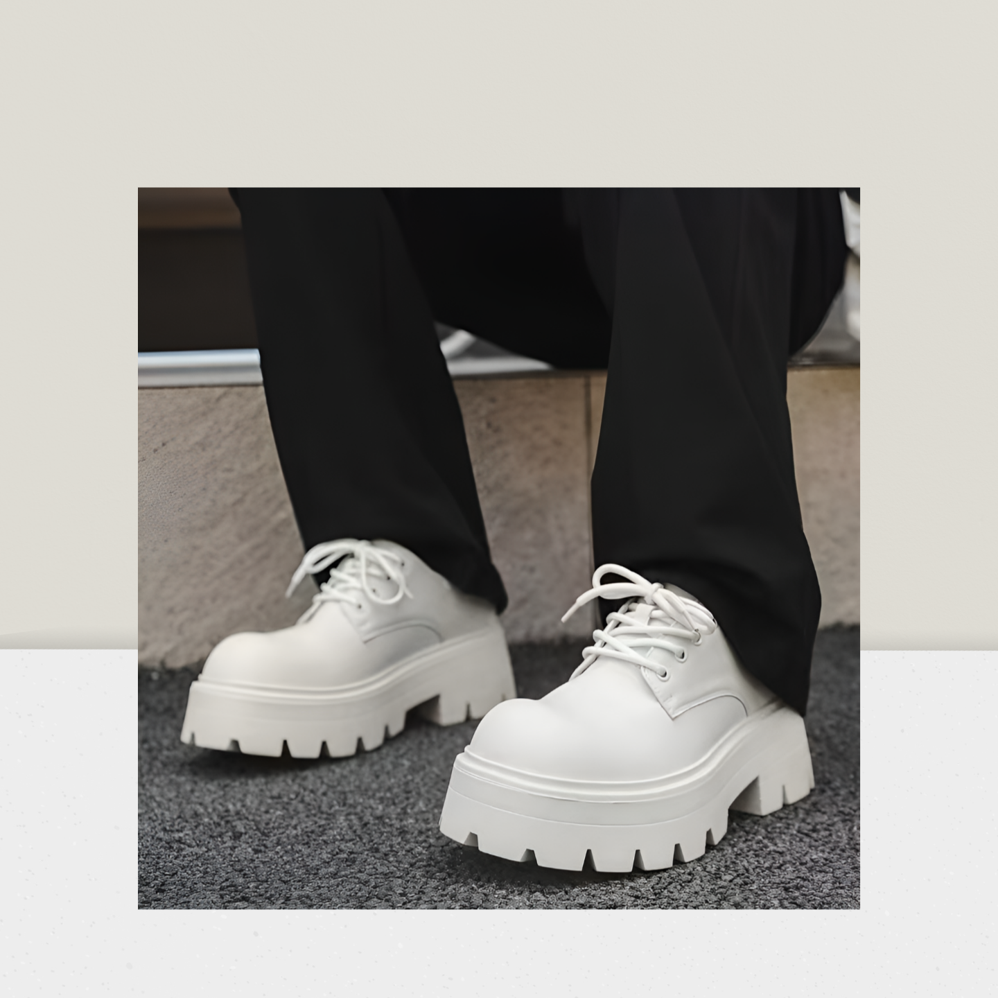 Men’s Chunky Lace-Up Shoe – Pure White