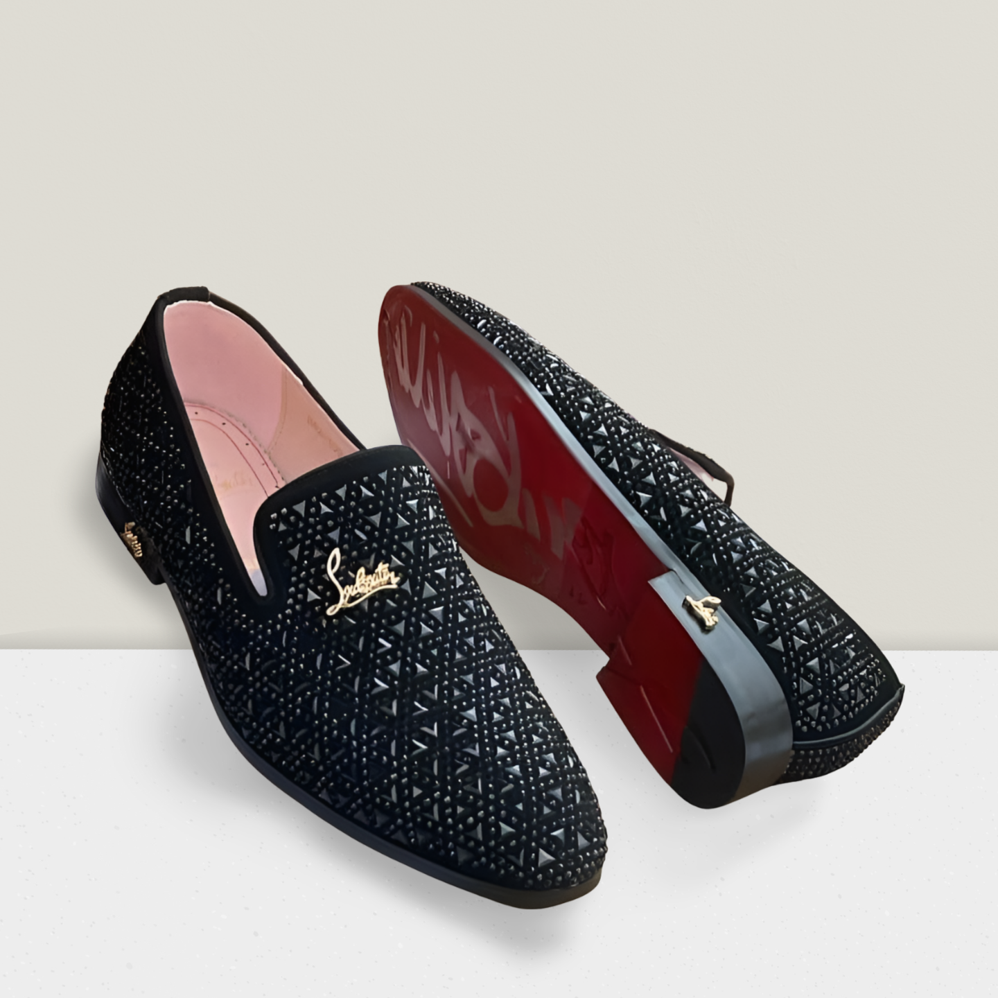 Men’s Luxury Crystal Pattern Slip-On Loafer – Black & Silver