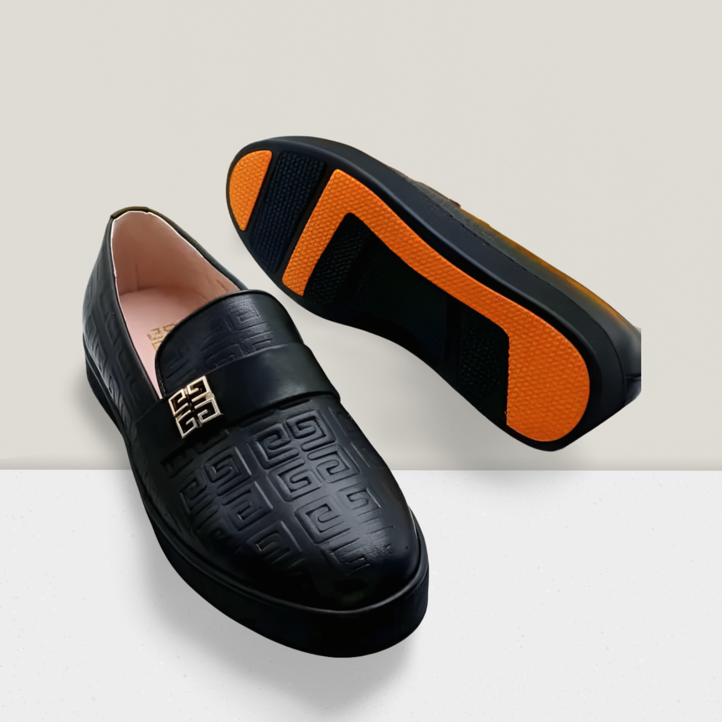 Men’s Textured Leather Slip-On Loafer – Classic Black