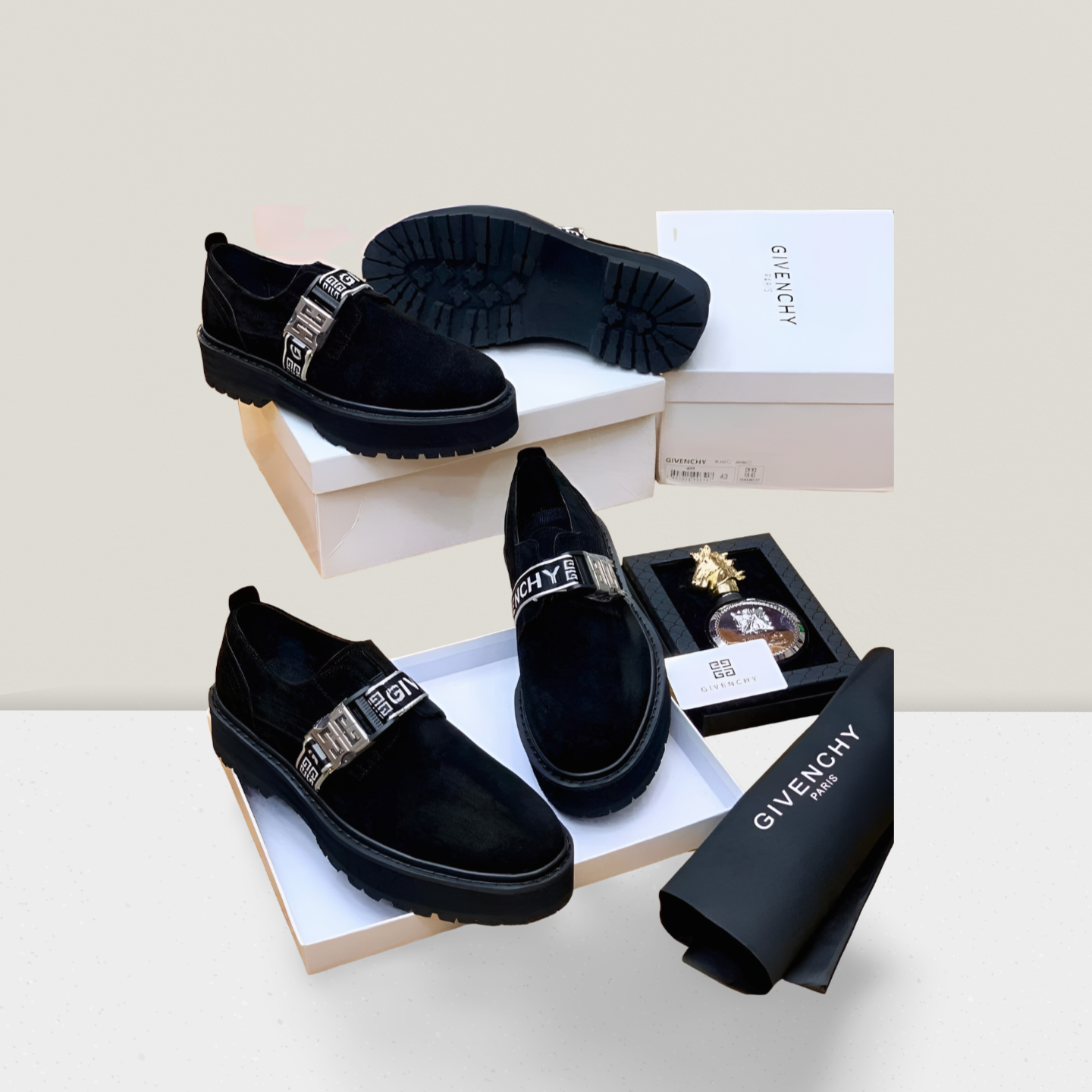 Black Velvet Strap Platform Loafer