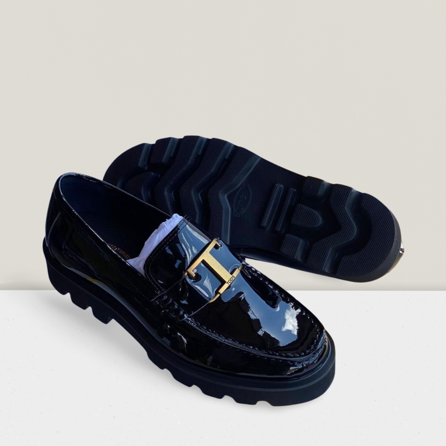 Onyx Buckle Lug-Sole Loafer