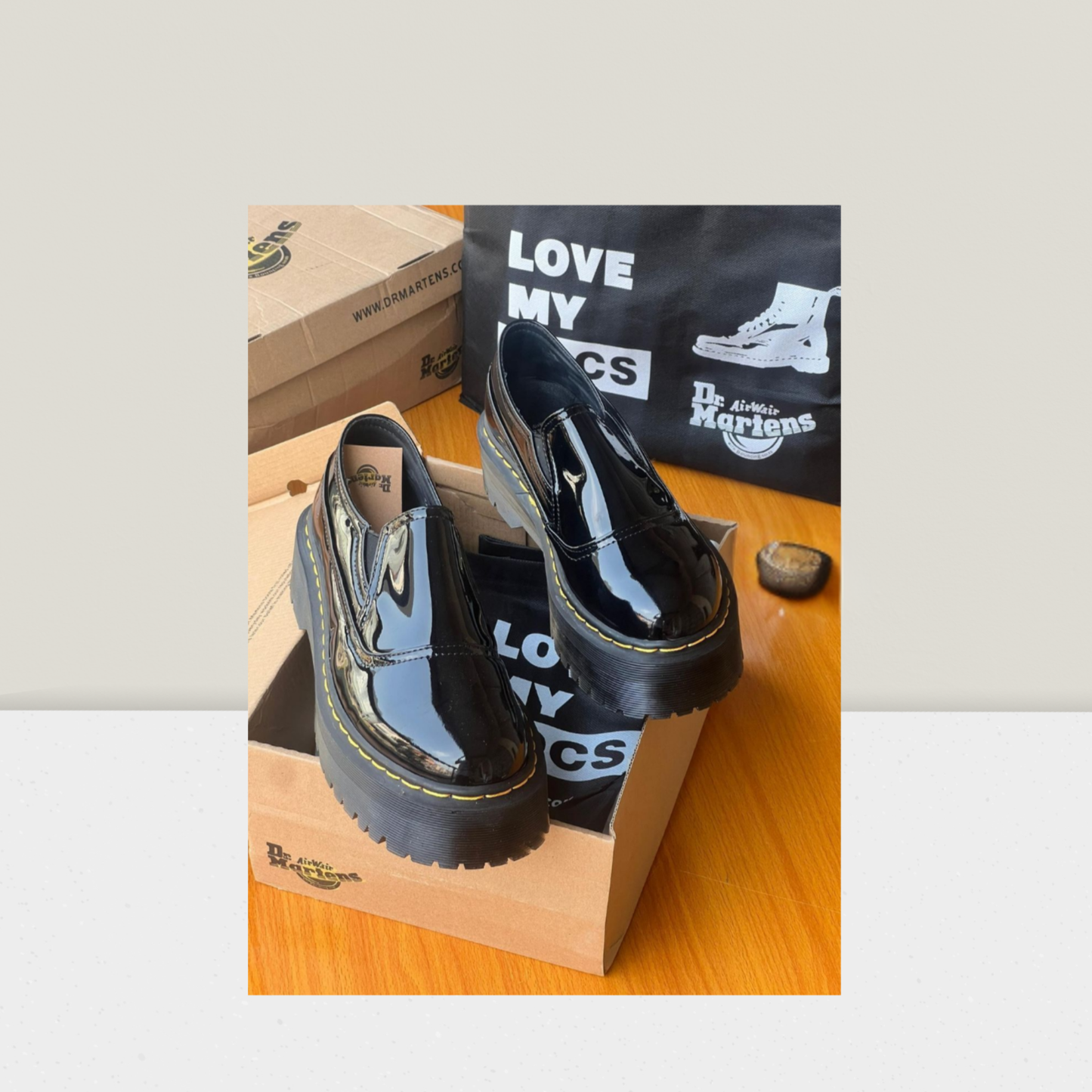 Black High-Shine Chunky Sole Derby