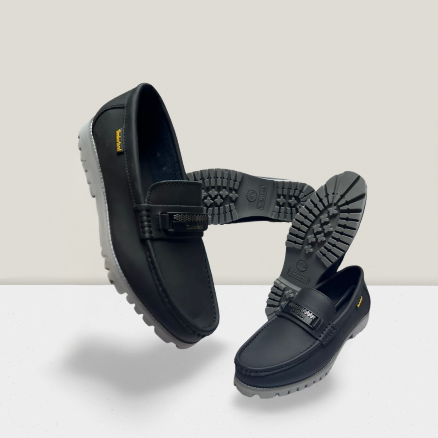 All-Black Rugged Sole Casual Loafers
