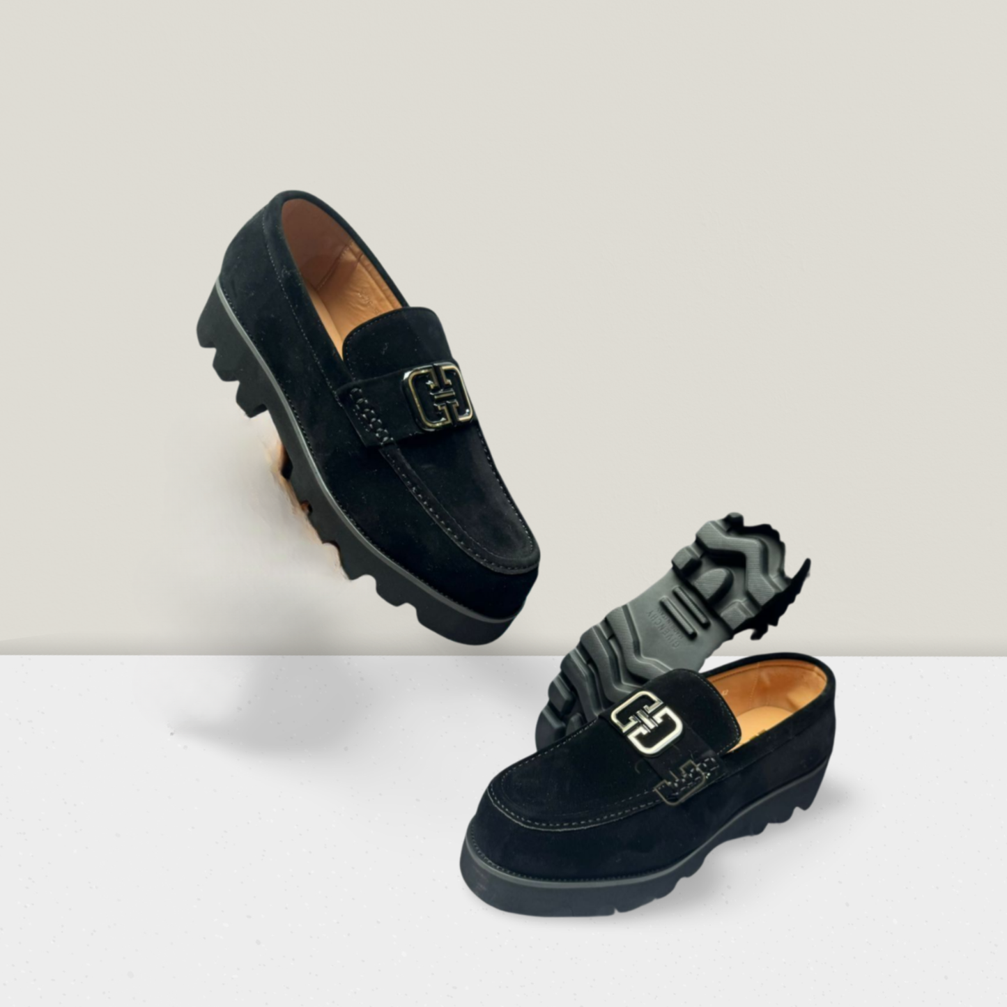 Rugged Suede Lug-Sole Loafers