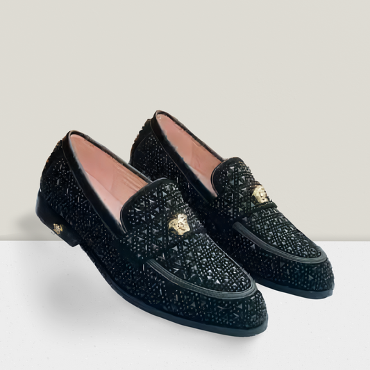 Obsidian Texture Crest Formal Loafers
