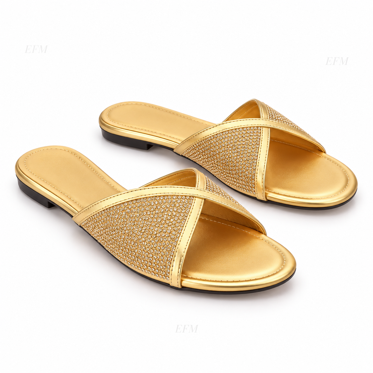 Crystal Crossover Metallic Ladies’ Slides