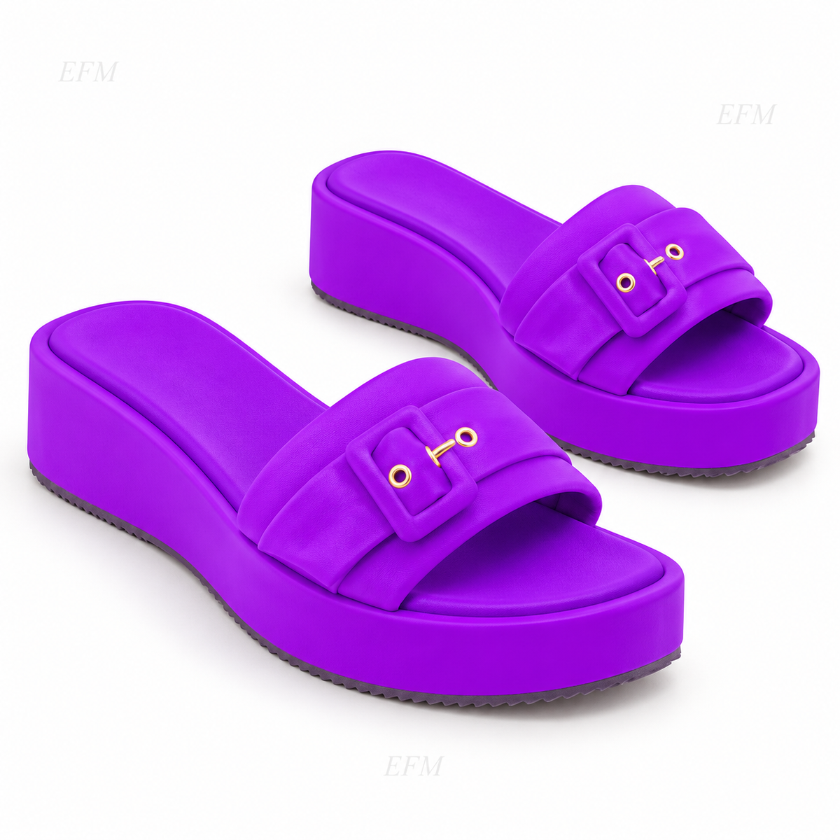 Buckle Accent Platform Ladies’ Slides