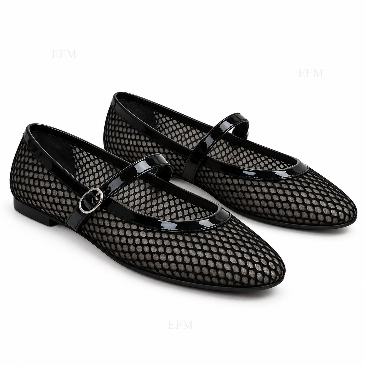 Mesh Mary Jane Buckle Flats