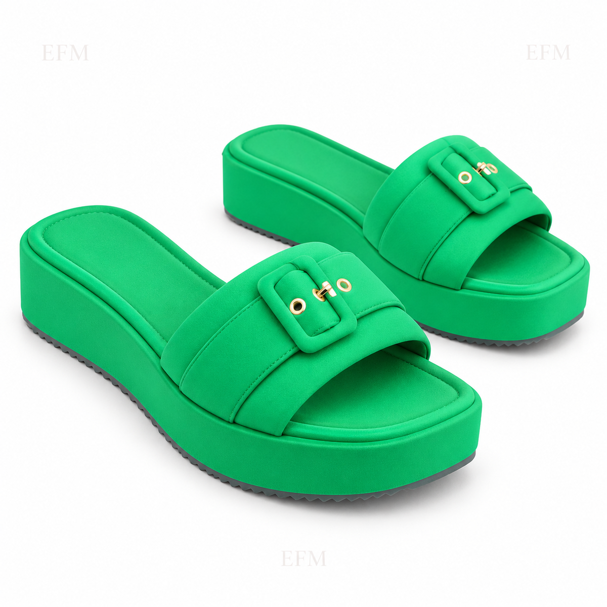 Buckle Accent Platform Ladies’ Slides