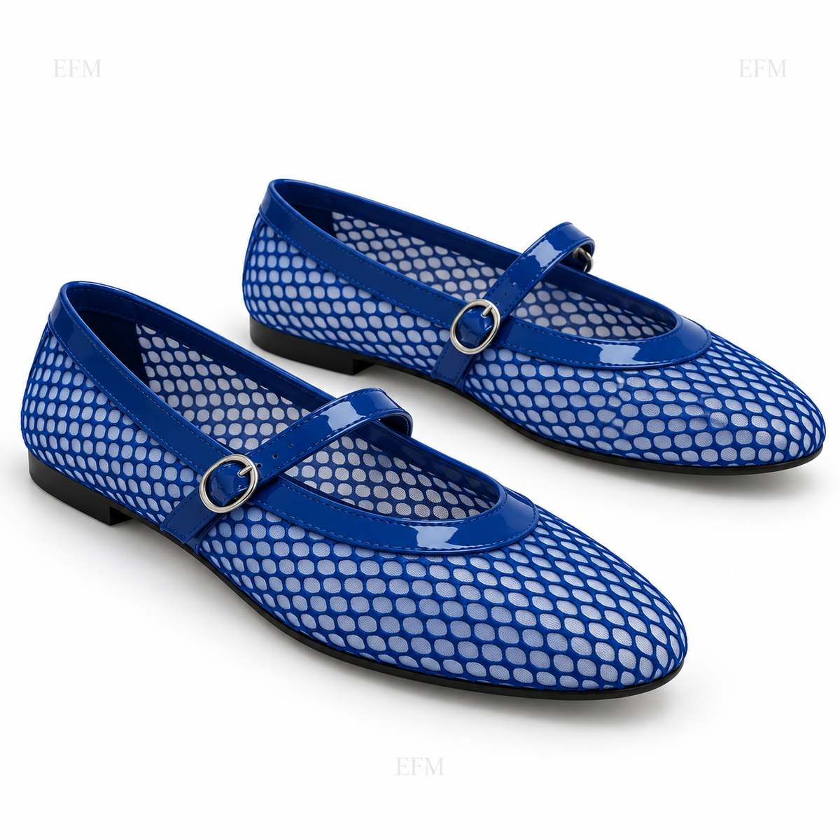 Mesh Mary Jane Buckle Flats