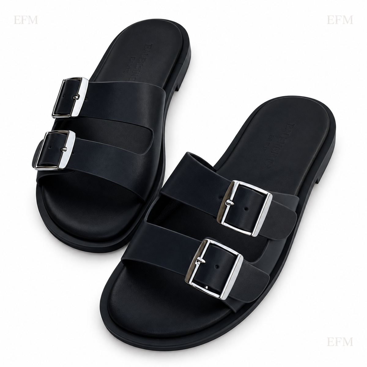 Double-Buckle Slides – Black
