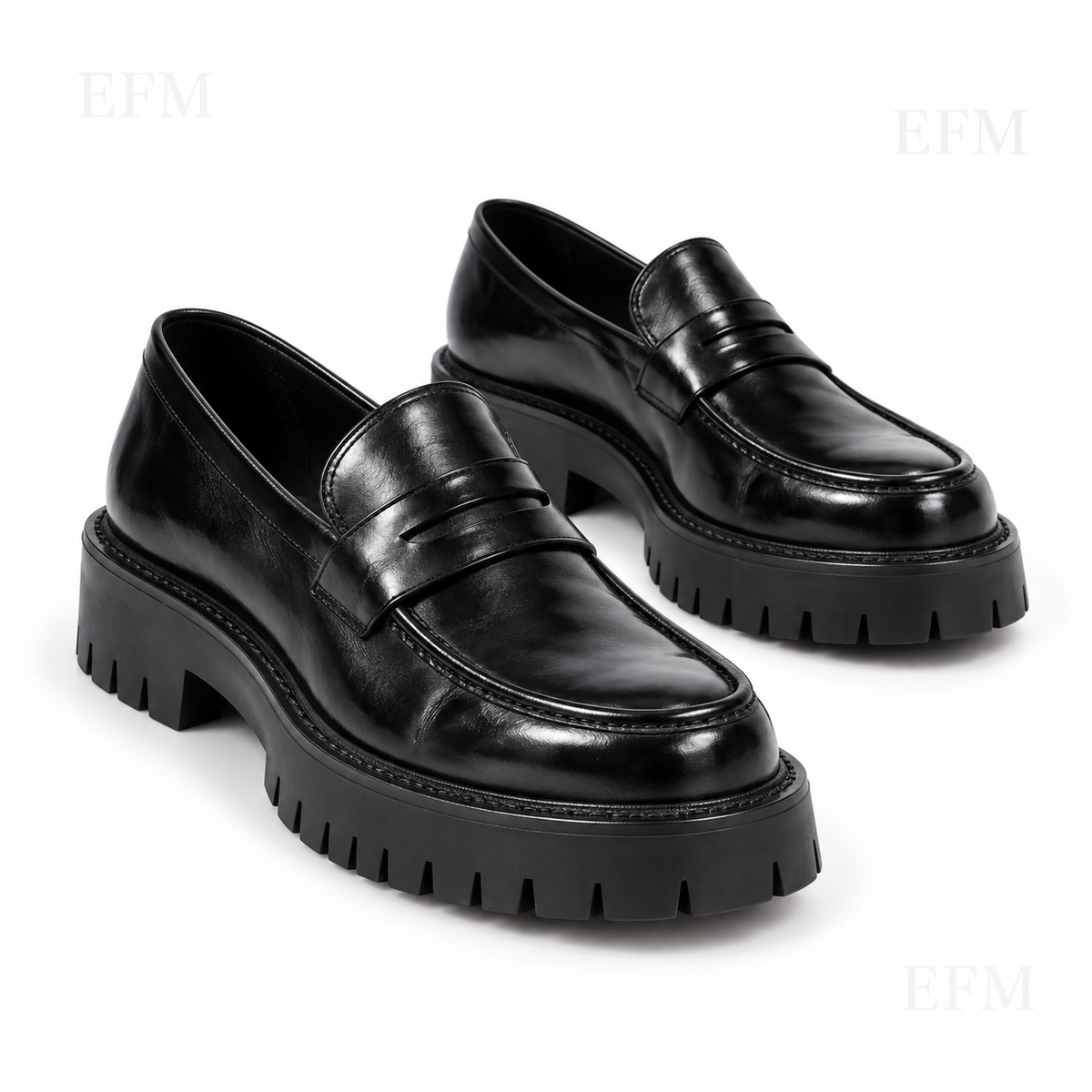 Penny-Strap Chunky Loafers – Black