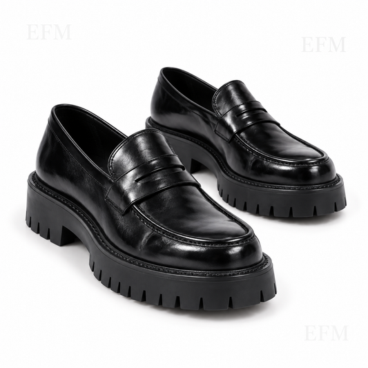 Penny-Strap Chunky Loafers – Black