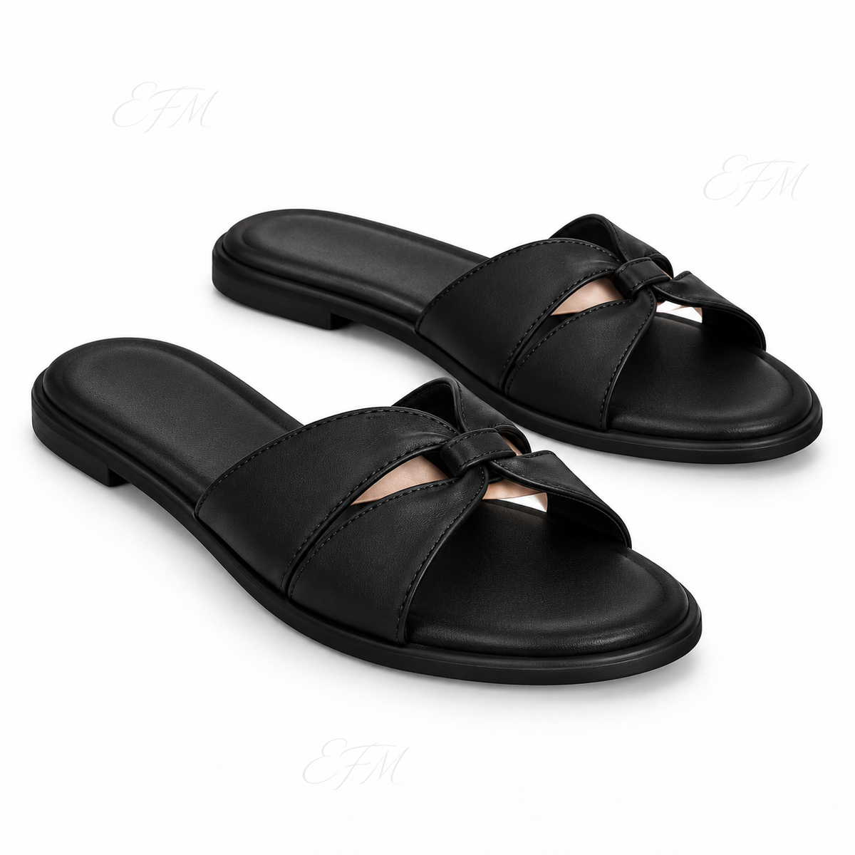 Twisted Knot Square-Toe Ladies’ Flat Slides
