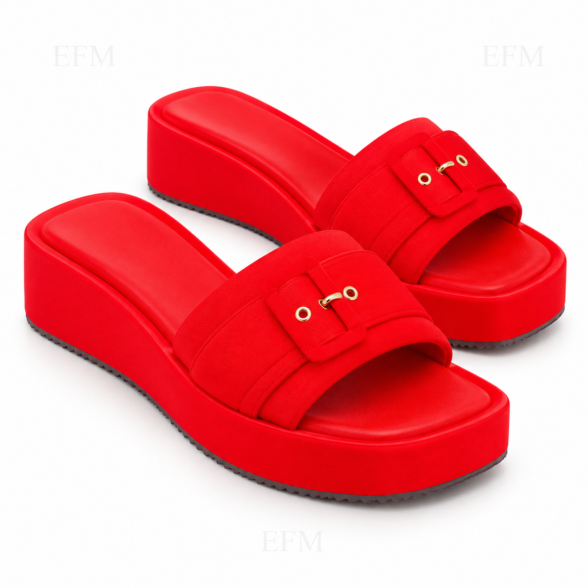 Buckle Accent Platform Ladies’ Slides
