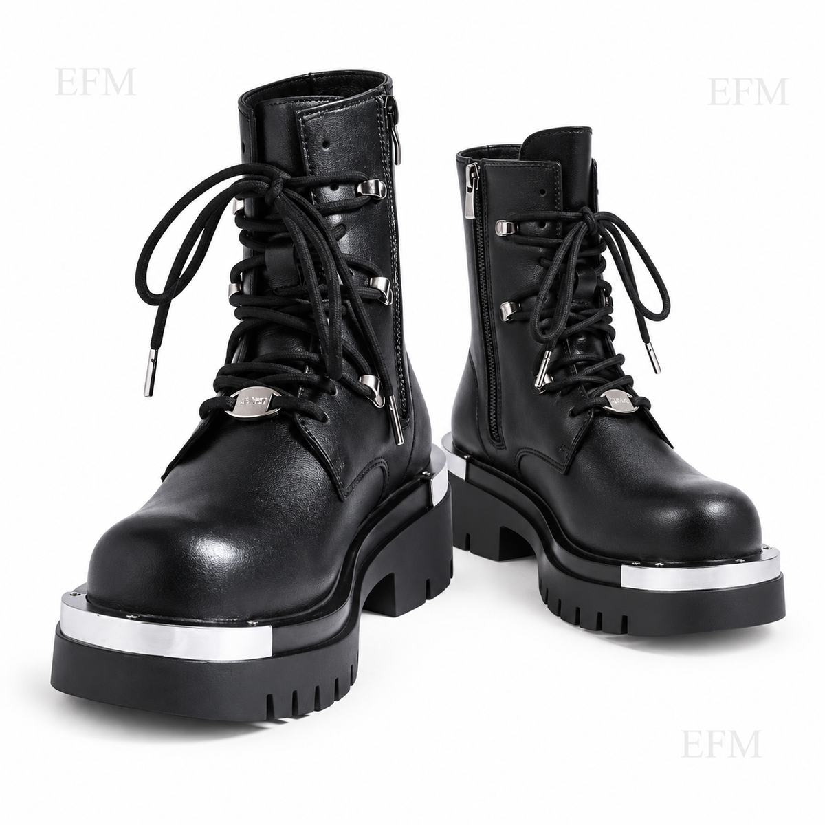 Silver-Rand Combat Boots – Black