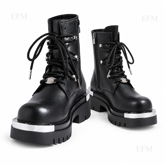 Silver-Rand Combat Boots – Black