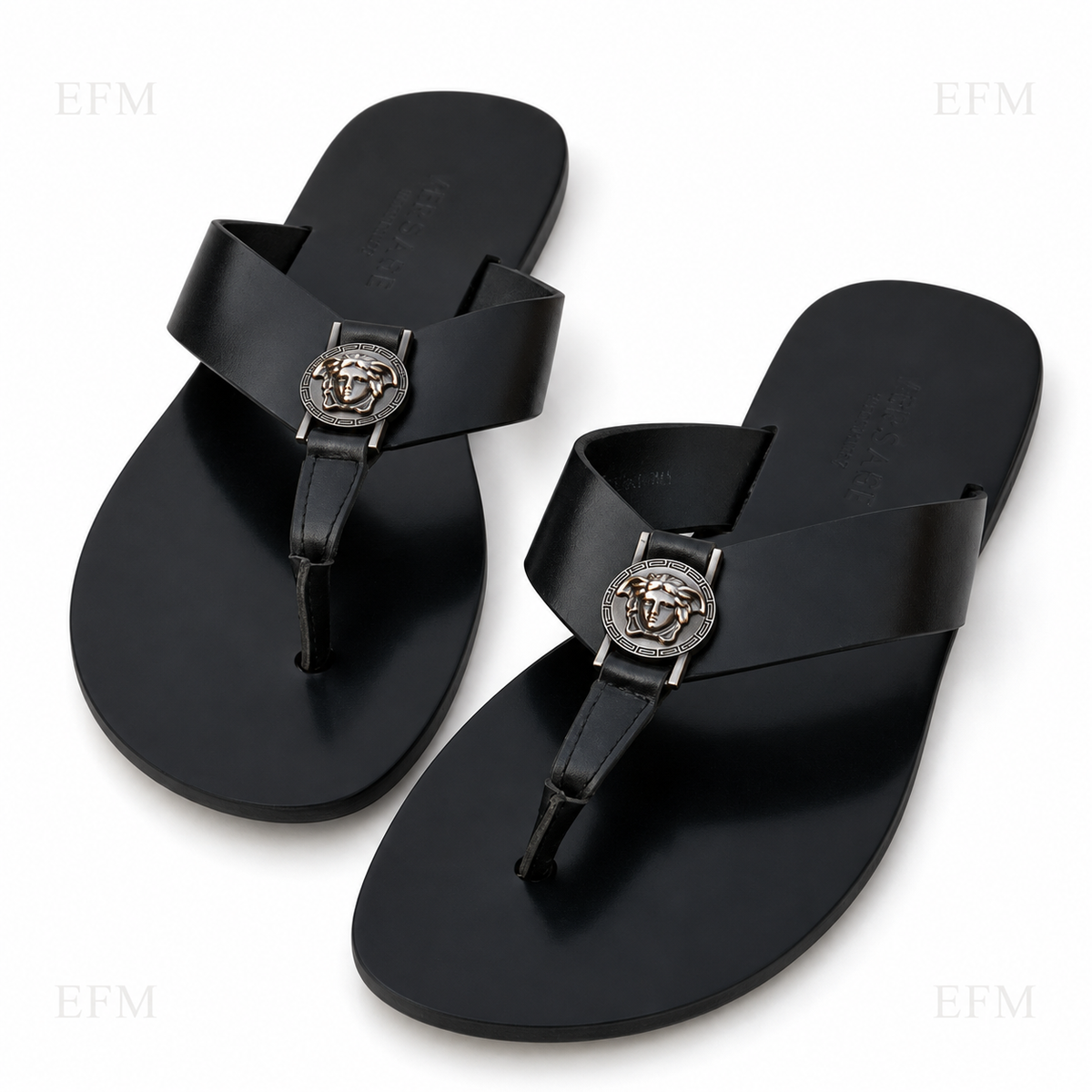 Medallion Toe-Post Sandals – Black