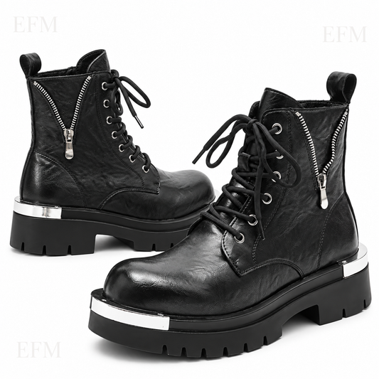 Twin-Zip Combat Boots – Black