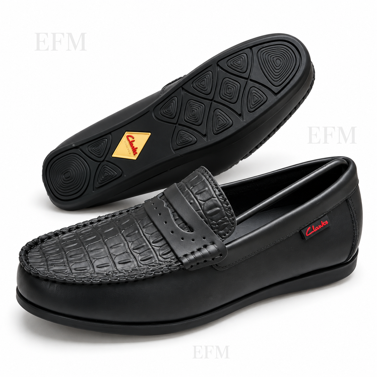 Crocodile-Patterned Perforated-Strap Loafers