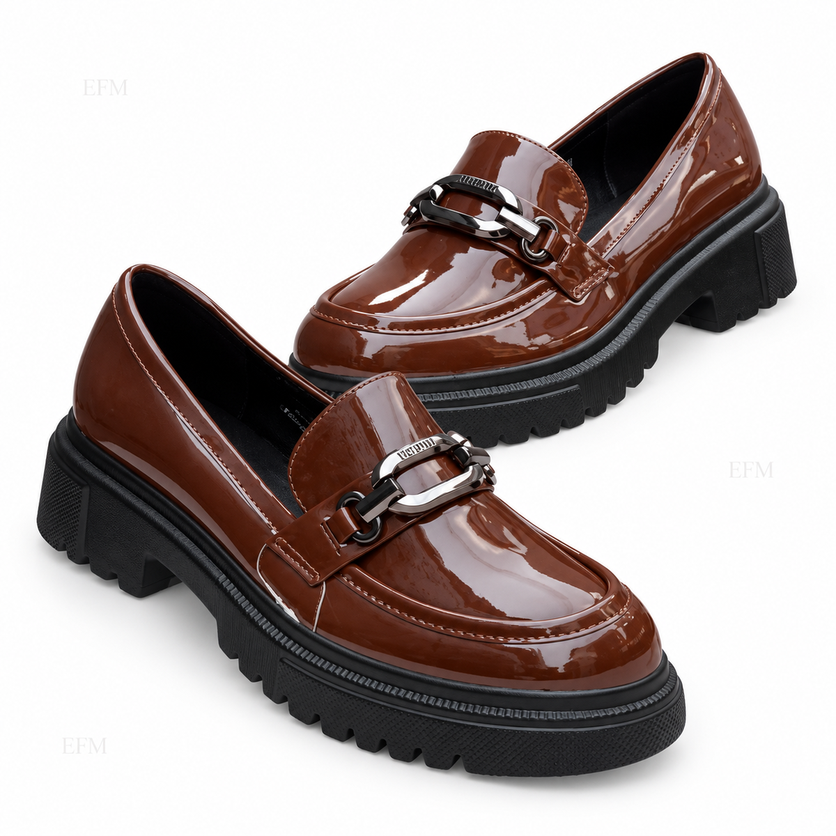Sculpted Link Patent Platform Ladies’ Loafers