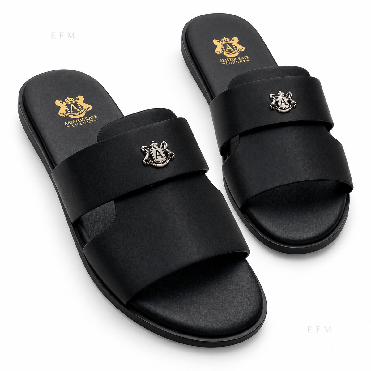Double-Band Crest Slides – Black