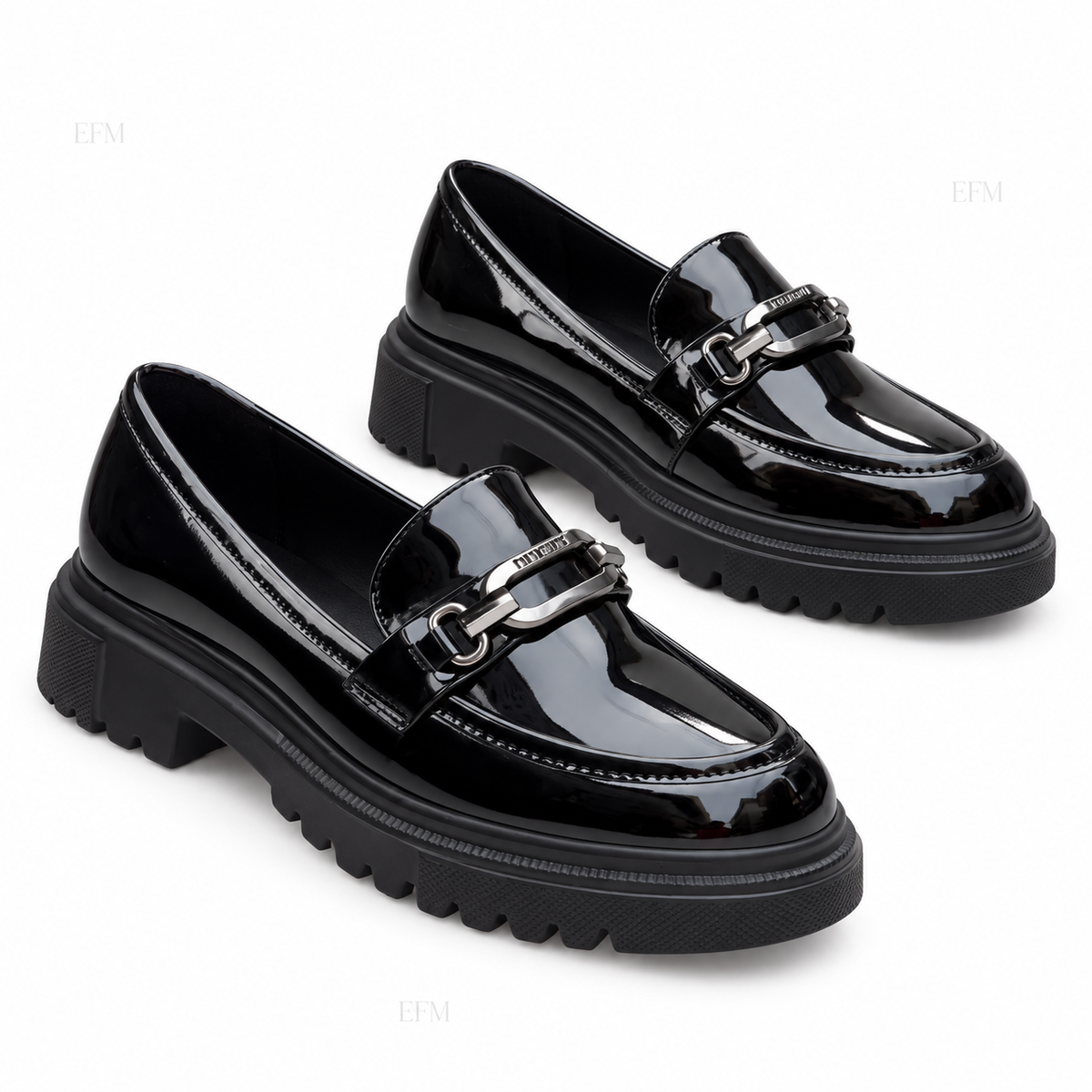 Sculpted Link Patent Platform Ladies’ Loafers