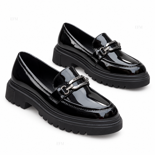 Sculpted Link Patent Platform Ladies’ Loafers