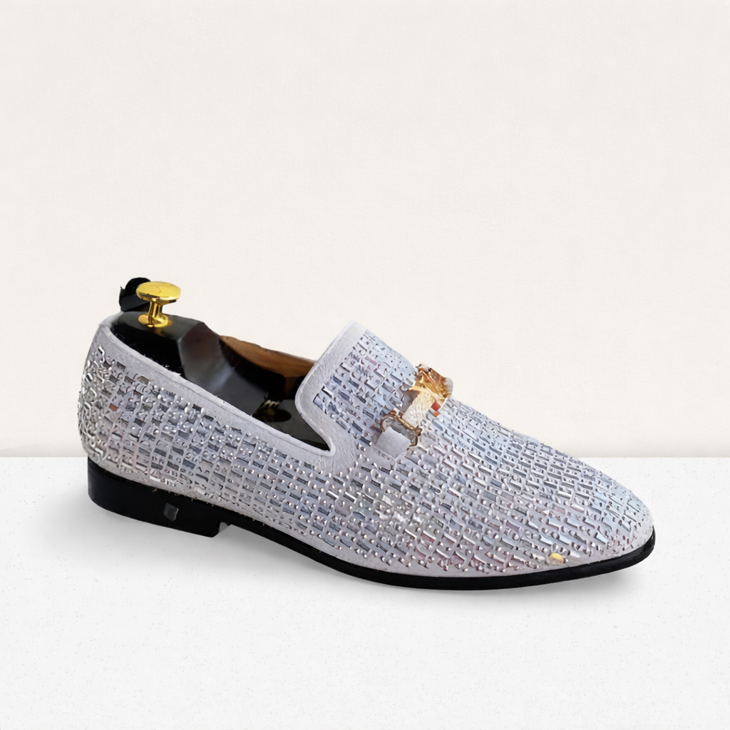 Textured Buckle-Front Dress Loafers