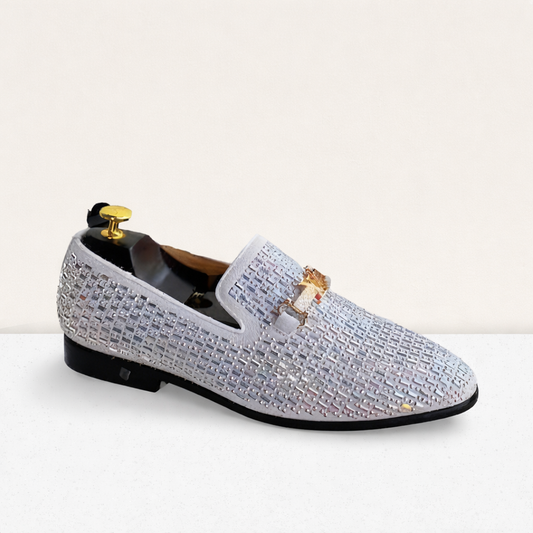 Textured Buckle-Front Dress Loafers