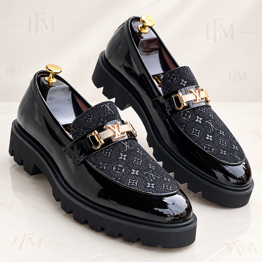 Patterned-Vamp Bit Loafers – Black