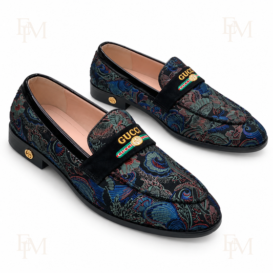 Floral-Pattern Tassel Loafers – Multicolour