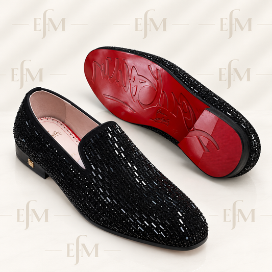Linear-Studded Dress Loafers – Black