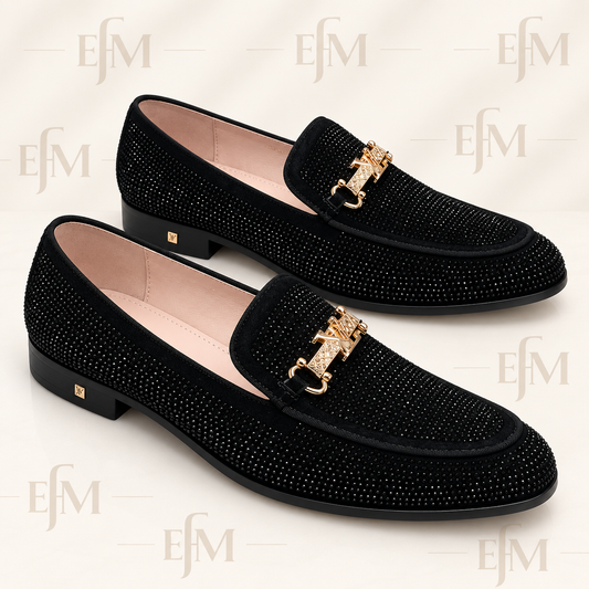 Micro-Studded Bar Loafers – Black