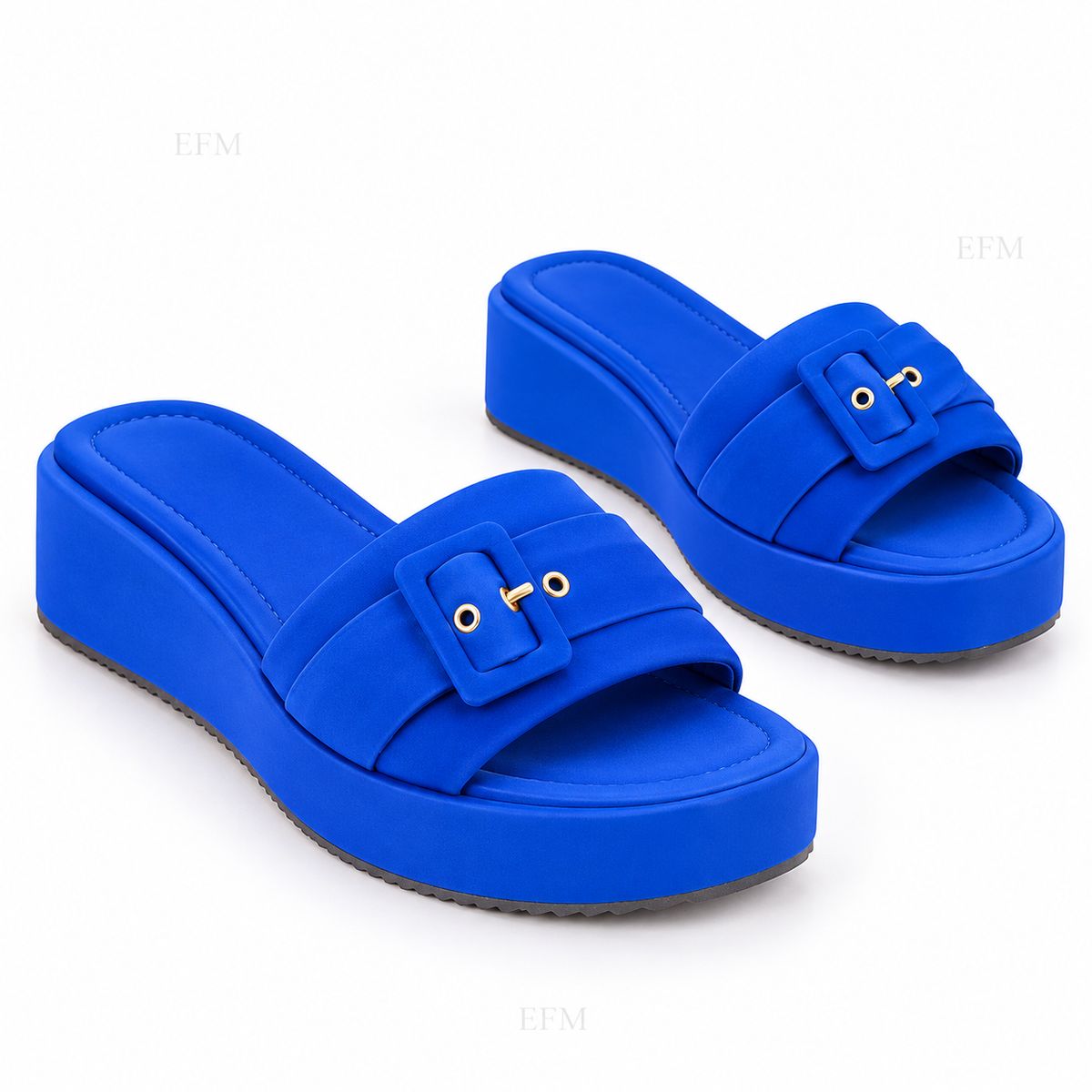 Buckle Accent Platform Ladies’ Slides