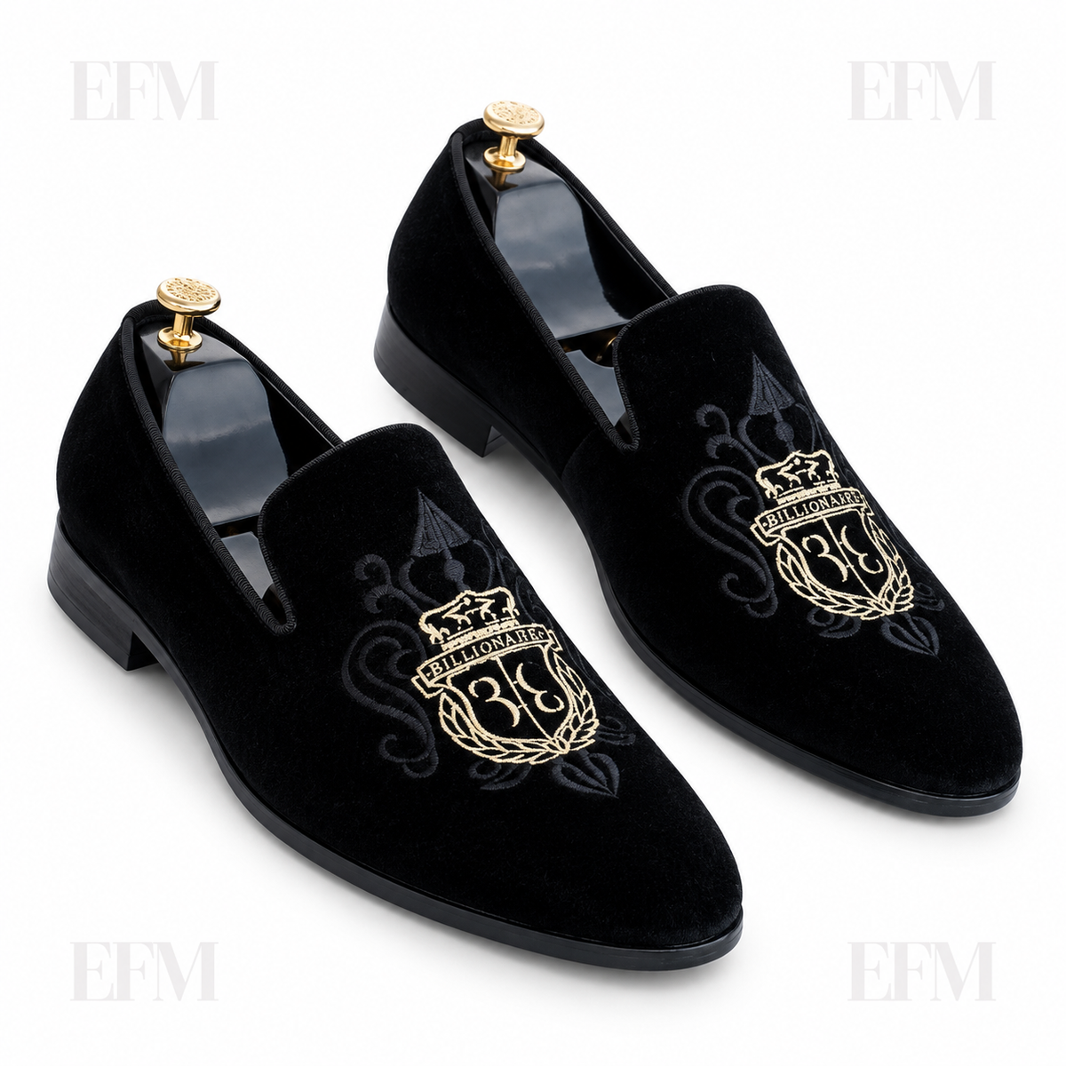 Embroidered Scroll-Motif Loafers – Black