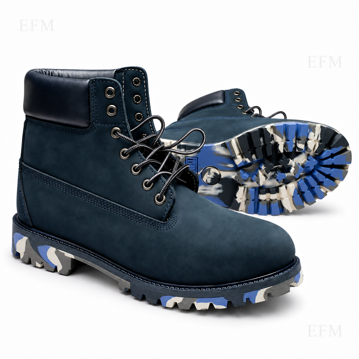 Classic Lug Boots – Navy/Camouflage